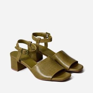 Everlane Block Heel Sandal [Moss Lizard] [Size 8]